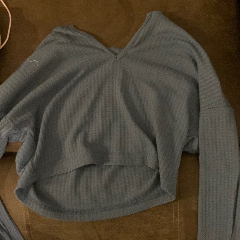 Shein Blue Long sleeve crop top